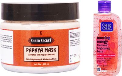 

Sheer Secret Papaya Mask 300ml and Clean & Clear Morning Energy Berry Face Wash 100ml(Set of 2)