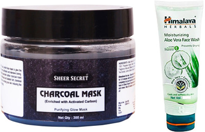 

Sheer Secret Charcoal Mask 300ml and Aloe Vera Face Wash 100ml(Set of 2)