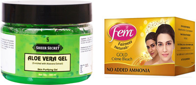 

Sheer Secret Aloe Vera Gel 300ml and Fem Gold Bleach 40g(Set of 2)