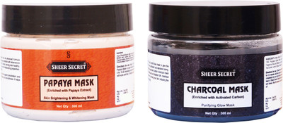 Sheer Secret PAPAYA MASK 300ML and CHARCOAL MASK 300ML(2 Items in the set)