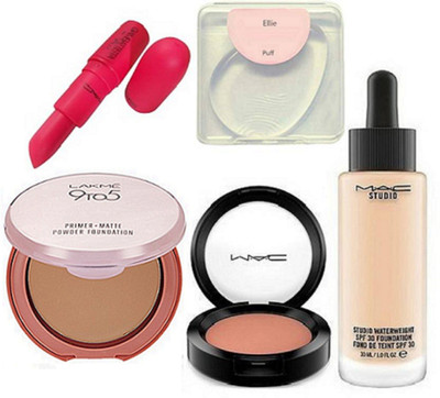 

Ellie Silicone Puff, Studio Waterweight Foundation, Blusher, Lipstick, Primer Matte Powder Foundation(Set of 5)