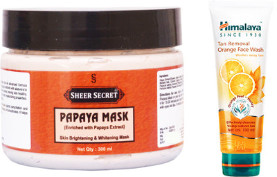 

Sheer Secret Papaya Mask 300ml and Tan Removal Orange Face Wash 100ml(Set of 2)