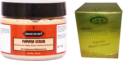 

Sheer Secret Papaya Scrub 300ml 300ml and Pink Root Gold Bleach 50g(Set of 2)