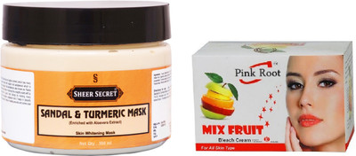 

Sheer Secret Sandal & Turmeric Mask 300ml and Pink Root Mix Fruit Bleach 50g(Set of 2)