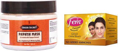 

Sheer Secret Papaya Mask 300ml and Fem Gold Bleach 40g(Set of 2)