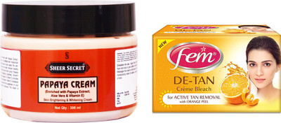 

Sheer Secret Papaya Cream 300ml and Fem De-Tan Bleach 30g(Set of 2)