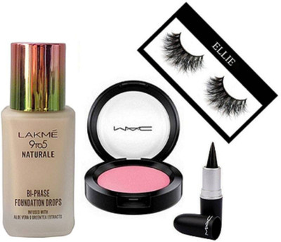 

Ellie Eyelashes & NATURALE BI PHASE Foundation & Blusher & Stick Kajal(Set of 4)