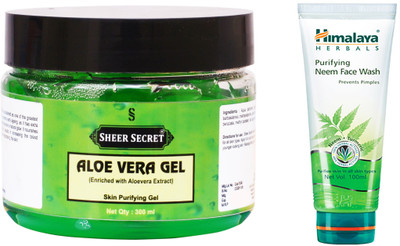 Sheer Secret Aloe Vera Gel 300ml and Himalaya Neem Face Wash 100ml(Set of 2)