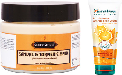 

Sheer Secret Sandal & Turmeric Mask 300ml and Tan Removal Orange Face Wash 100ml(Set of 2)
