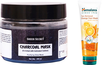 

Sheer Secret Charcoal Mask 300ml and Tan Removal Orange Face Wash 100ml(Set of 2)
