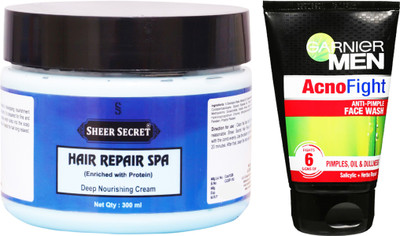 

Sheer Secret Hair Repair Spa 300ml and Men Acno Fight Face Wash 100ml(Set of 2)