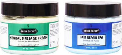 

SHEER SECRET HERBAL MASSAGE CREAM 300ML and HAIR REPAIR SPA 300ML(Set of 2)