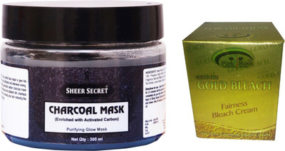 

Sheer Secret Charcoal Mask 300ml and Pink Root Gold Bleach 50g(Set of 2)