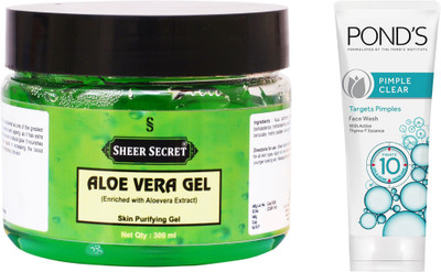 

Sheer Secret Aloe Vera Gel 300ml and Pond's Pimple Clear Face Wash 100ml(Set of 2)