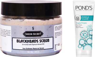 

Sheer Secret Blackheads Scrub 300ml and Pond's Pimple Clear Face Wash 100ml(Set of 2)