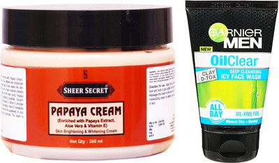 

Sheer Secret Papaya Cream 300ml and Men Oil Clear Face Wash 100ml(Set of 2)