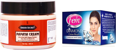 

Sheer Secret Papaya Cream 300ml and Fem Diamond Bleach 30g(Set of 2)