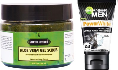 Sheer Secret Aloe Vera Scrub 300ml and Men Double Action Face Wash 100ml(2 Items in the set)