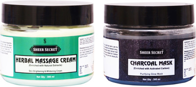 Sheer Secret HERBAL MASSAGE CREAM 300ML and CHARCOAL MASK 300ML(2 Items in the set)