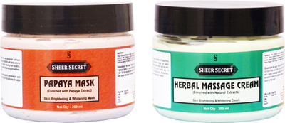 

SHEER SECRET PAPAYA MASK 300ML and HERBAL MASSAGE CREAM 300ML(Set of 2)