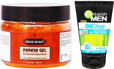 

Sheer Secret Papaya Gel 300ml and Men Oil Clear Face Wash 100ml(Set of 2)