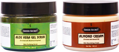 

SHEER SECRET ALOE VERA GEL SCRUB 300ML and ALMOND CREAM 300ML(Set of 2)