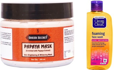 

Sheer Secret Papaya Mask 300ml and Foaming Face Wash 100ml(Set of 2)