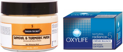 

Sheer Secret Sandal & Turmeric Mask 300ml and Oxylife Bleach 27g(Set of 2)