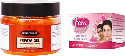 

Sheer Secret Papaya Gel 300ml and Fem Saffron Bleach 64g(Set of 2)