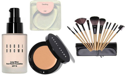 

Dazzling Silicon Puff & foundation With Corrector & Makeup Brush set of 12 (Set of 15)(Set of 15)