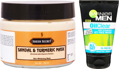 

Sheer Secret Sandal & Turmeric Mask 300ml and Men Oil Clear Face Wash 100ml(Set of 2)
