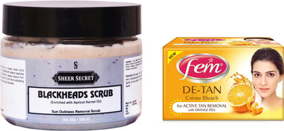 

Sheer Secret Blackheads Scrub 300ml and Fem De-Tan Bleach 30g(Set of 2)