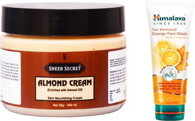 

Sheer Secret Almond Cream 300ml and Tan Removal Orange Face Wash 100ml(Set of 2)