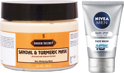 

Sheer Secret Sandal & Turmeric Mask 300ml and Nivea Men Dark Spot Reduction Face Wash 100ml(Set of 2)