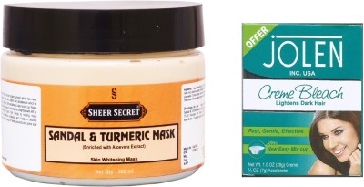 

Sheer Secret Sandal & Turmeric Mask 300ml and Jolen Creme Bleach 35g(Set of 2)