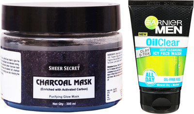 

Sheer Secret Charcoal Mask 300ml and Men Oil Clear Face Wash 100ml(Set of 2)