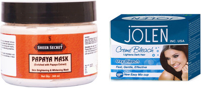 Sheer Secret Papaya Mask 300ml and Jolen Oxy Bleach 35g(Set of 2)