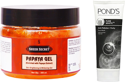 

Sheer Secret Papaya Gel 300ml and Pure White Face Wash 100ml(Set of 2)