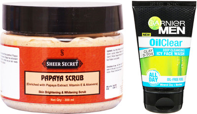 

Sheer Secret Papaya Scrub 300ml 300ml and Oil Clear Face Wash 100ml(Set of 2)
