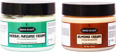

SHEER SECRET HERBAL MASSAGE CREAM 300ML and ALMOND CREAM 300ML(Set of 2)