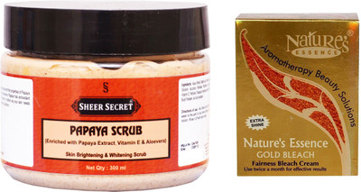 

Sheer Secret Papaya Scrub 300ml 300ml and Nature's Gold Bleach 43g(Set of 2)