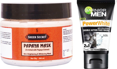 

Sheer Secret Papaya Mask 300ml and Garnier Men Double Action Face Wash 100ml(Set of 2)