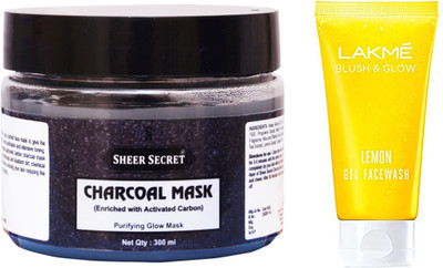 

Sheer Secret Charcoal Mask 300ml and Blush & Glow Lemon Gel Face Wash 100ml(Set of 2)