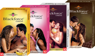 BLACKFORCE BANANA , BUBBLEGUM , BUTTERSCOTCH AND CHOCOLATE Condom(Set of 4, 38S)