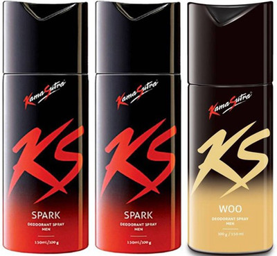 

KamaSutra Spark Spark Woo Body Spray - For Men(450 ml, Pack of 3)
