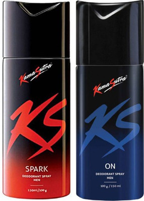 KamaSutra On Spark Body Spray - For Men(300 ml, Pack of 2)
