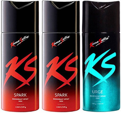 

KamaSutra Spark Spark Urge Body Spray - For Men(450 ml, Pack of 3)