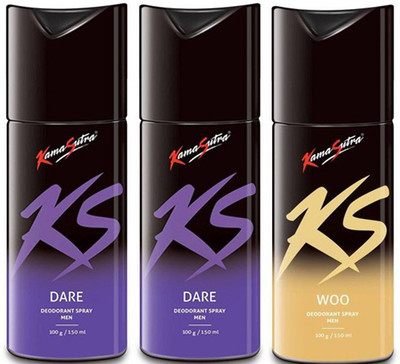 

KamaSutra Dare Dare Woo Body Spray - For Men(450 ml, Pack of 3)