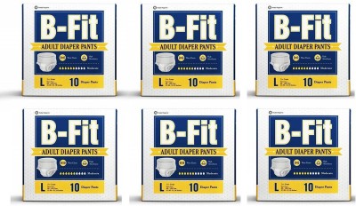 

B Fit Adult Pull Up Pants (Large) 10 Pcs/Pack , Size- 32-52 Inches (Pack of 6) Adult Diapers - L(60 Pieces)