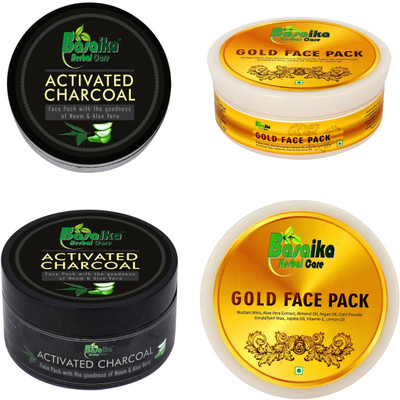 

Basaika Herbal Care Combo Face Pack 300 gms (Activated Charcoal Face Pack with the goodness of Neem & Aloe Vera &Gold face Pack)(300 g)
